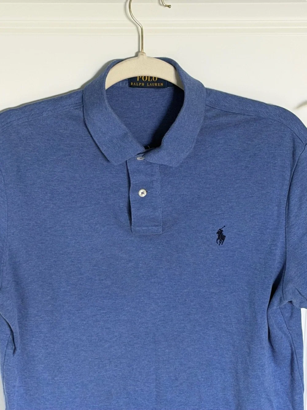 Polo by Ralph Lauren Men's Blue Custom Slim Fit Mesh Polo Medium 39812